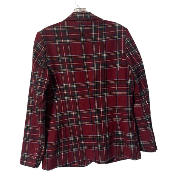 Chadwicks Womens Red Wool Blend Tartan Blazer Christmas Preppy Academia Winter - Picture 2 of 5